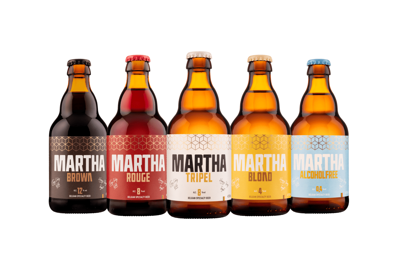 Bière Martha brassée par The Brew Society Goûtez à notre bière Martha : Tripel, Rouge, Brown, Blond, Alcohol Free